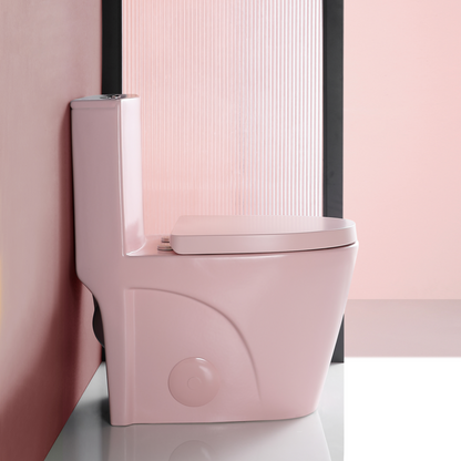 1.1/1.60 GPF Dual-Flush One Piece Toilet, Water-Saving Elongated Comfort Height Floor Mounted, Soft Close 1000 Gram Map Flushing Score Toilet, Rose 24T01-RS