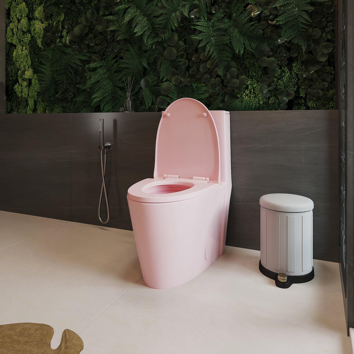 1.1/1.60 GPF Dual-Flush One Piece Toilet, Water-Saving Elongated Comfort Height Floor Mounted, Soft Close 1000 Gram Map Flushing Score Toilet, Rose 24T01-RS