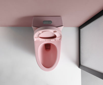 1.1/1.60 GPF Dual-Flush One Piece Toilet, Water-Saving Elongated Comfort Height Floor Mounted, Soft Close 1000 Gram Map Flushing Score Toilet, Rose 24T01-RS