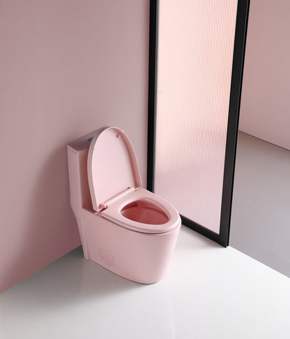 1.1/1.60 GPF Dual-Flush One Piece Toilet, Water-Saving Elongated Comfort Height Floor Mounted, Soft Close 1000 Gram Map Flushing Score Toilet, Rose 24T01-RS