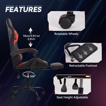 Gaming Chair Black-Red - Ergonomic PU Seat w/RGB Lighting & Synced Armrests