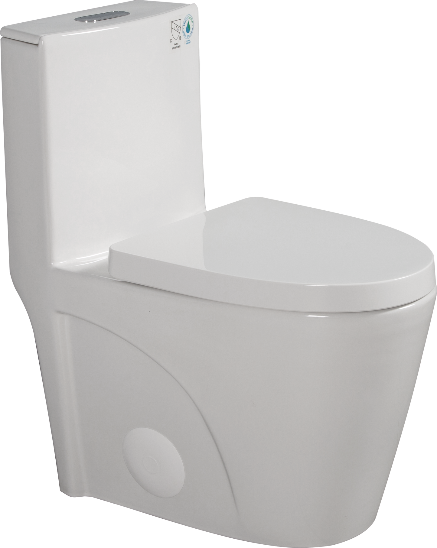 One-Piece Toilet, 1.1/1.60 GPF Water-Efficient Dual-Flush Elongated Comfort Height Floor Mounted, Standard-Size Toilet with Soft Closing Seat Included, Glossy White GF-24T01-GW