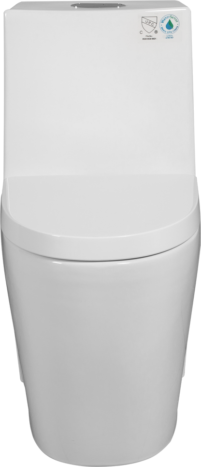 One-Piece Toilet, 1.1/1.60 GPF Water-Efficient Dual-Flush Elongated Comfort Height Floor Mounted, Standard-Size Toilet with Soft Closing Seat Included, Glossy White GF-24T01-GW