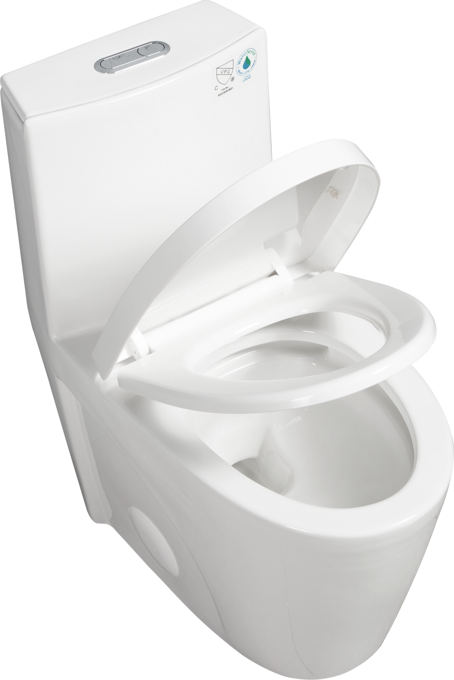 One-Piece Toilet, 1.1/1.60 GPF Water-Efficient Dual-Flush Elongated Comfort Height Floor Mounted, Standard-Size Toilet with Soft Closing Seat Included, Glossy White GF-24T01-GW