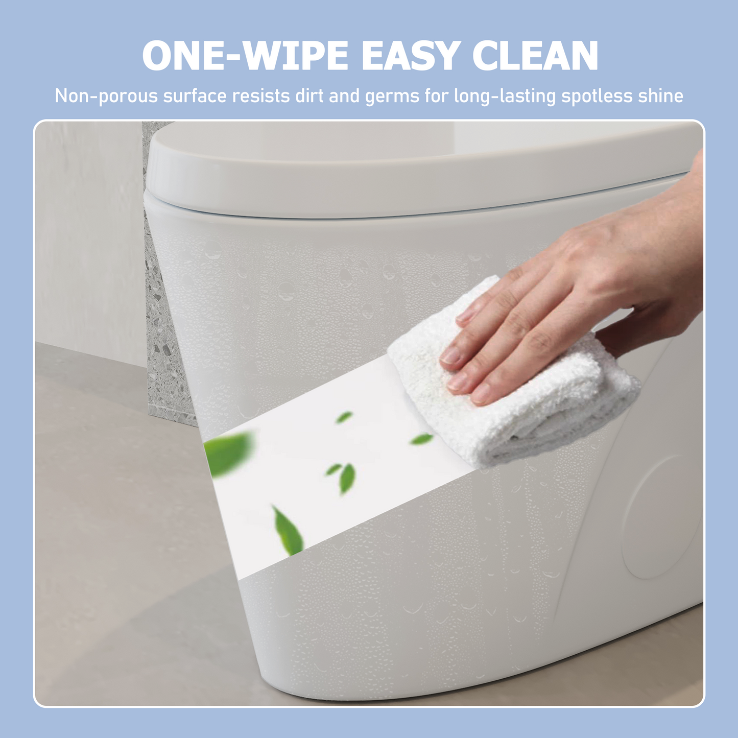 One-Piece Toilet, 1.1/1.60 GPF Water-Efficient Dual-Flush Elongated Comfort Height Floor Mounted, Standard-Size Toilet with Soft Closing Seat Included, Glossy White GF-24T01-GW