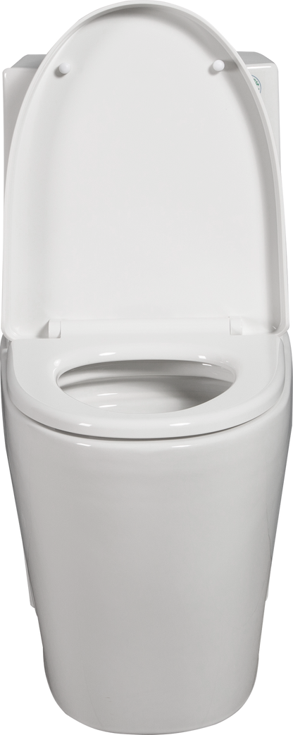 One-Piece Toilet, 1.1/1.60 GPF Water-Efficient Dual-Flush Elongated Comfort Height Floor Mounted, Standard-Size Toilet with Soft Closing Seat Included, Glossy White GF-24T01-GW