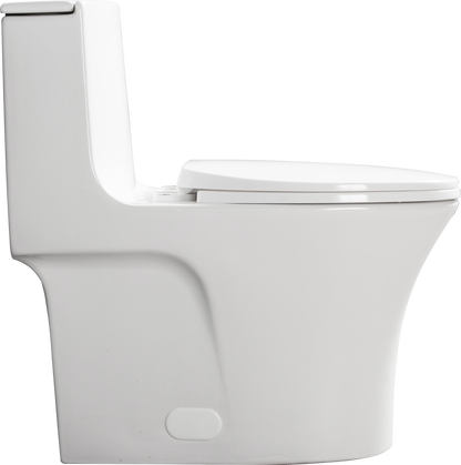 1.1/1.60 GPF Dual-Flush One Piece Toilet, Water-Saving Elongated Comfort Height Floor Mounted, Soft Closing Seat, 1000 Gram Map Flushing Score Toilet, Glossy White GF-24T02-GW