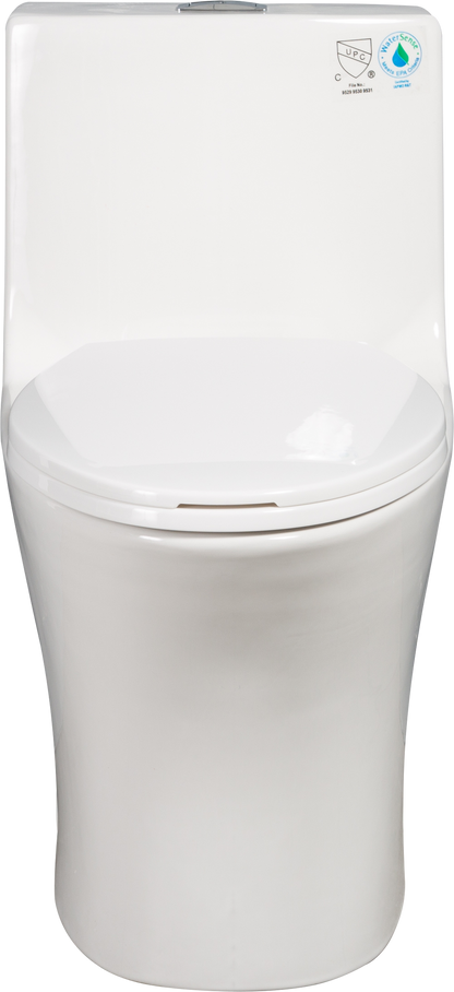1.1/1.60 GPF Dual-Flush One Piece Toilet, Water-Saving Elongated Comfort Height Floor Mounted, Soft Closing Seat, 1000 Gram Map Flushing Score Toilet, Glossy White GF-24T02-GW