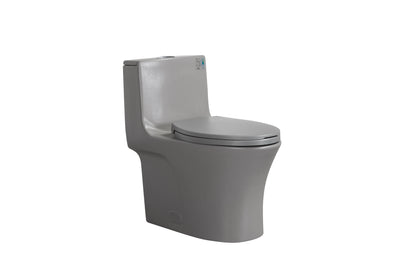 1.1/1.60 GPF Dual-Flush One Piece Toilet, Water-Saving Elongated Comfort Height Floor Mounted, Soft Closing Seat, 1000 Gram Map Flushing Score Toilet, Light Grey GF-24T02-LG