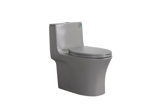 1.1/1.60 GPF Dual-Flush One Piece Toilet, Water-Saving Elongated Comfort Height Floor Mounted, Soft Closing Seat, 1000 Gram Map Flushing Score Toilet, Light Grey GF-24T02-LG