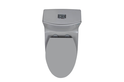 1.1/1.60 GPF Dual-Flush One Piece Toilet, Water-Saving Elongated Comfort Height Floor Mounted, Soft Closing Seat, 1000 Gram Map Flushing Score Toilet, Light Grey GF-24T02-LG