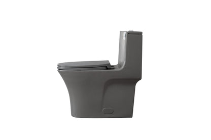 1.1/1.60 GPF Dual-Flush One Piece Toilet, Water-Saving Elongated Comfort Height Floor Mounted, Soft Closing Seat, 1000 Gram Map Flushing Score Toilet, Light Grey GF-24T02-LG