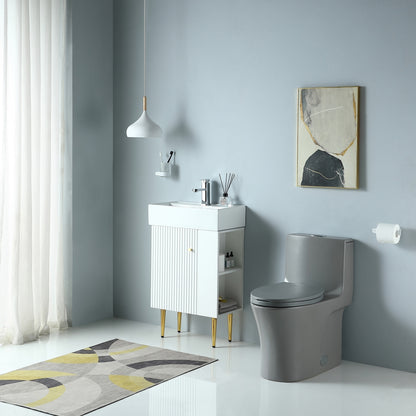 1.1/1.60 GPF Dual-Flush One Piece Toilet, Water-Saving Elongated Comfort Height Floor Mounted, Soft Closing Seat, 1000 Gram Map Flushing Score Toilet, Light Grey GF-24T02-LG