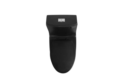 1.1/1.60 GPF Dual-Flush One Piece Toilet, Water-Saving Elongated Comfort Height Floor Mounted, Soft Closing Seat, 1000 Gram Map Flushing Score Toilet, Matte Black GF-24T02-MB