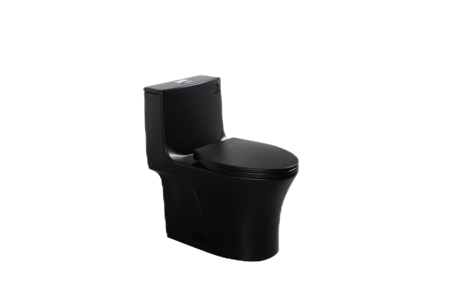 1.1/1.60 GPF Dual-Flush One Piece Toilet, Water-Saving Elongated Comfort Height Floor Mounted, Soft Closing Seat, 1000 Gram Map Flushing Score Toilet, Matte Black GF-24T02-MB