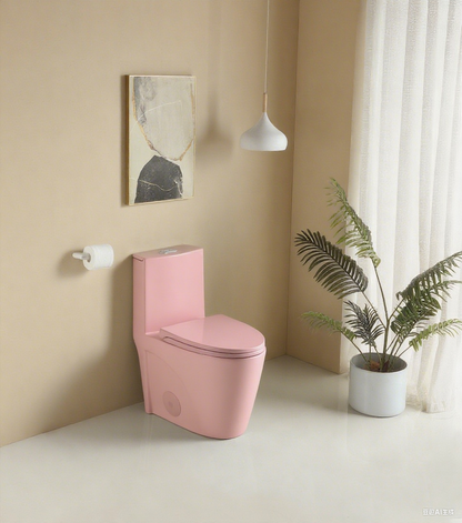1.1/1.60 GPF Dual-Flush One Piece Toilet, Water-Saving Elongated Comfort Height Floor Mounted, Soft Close 1000 Gram Map Flushing Score Toilet, Rose GF-24T01-RS