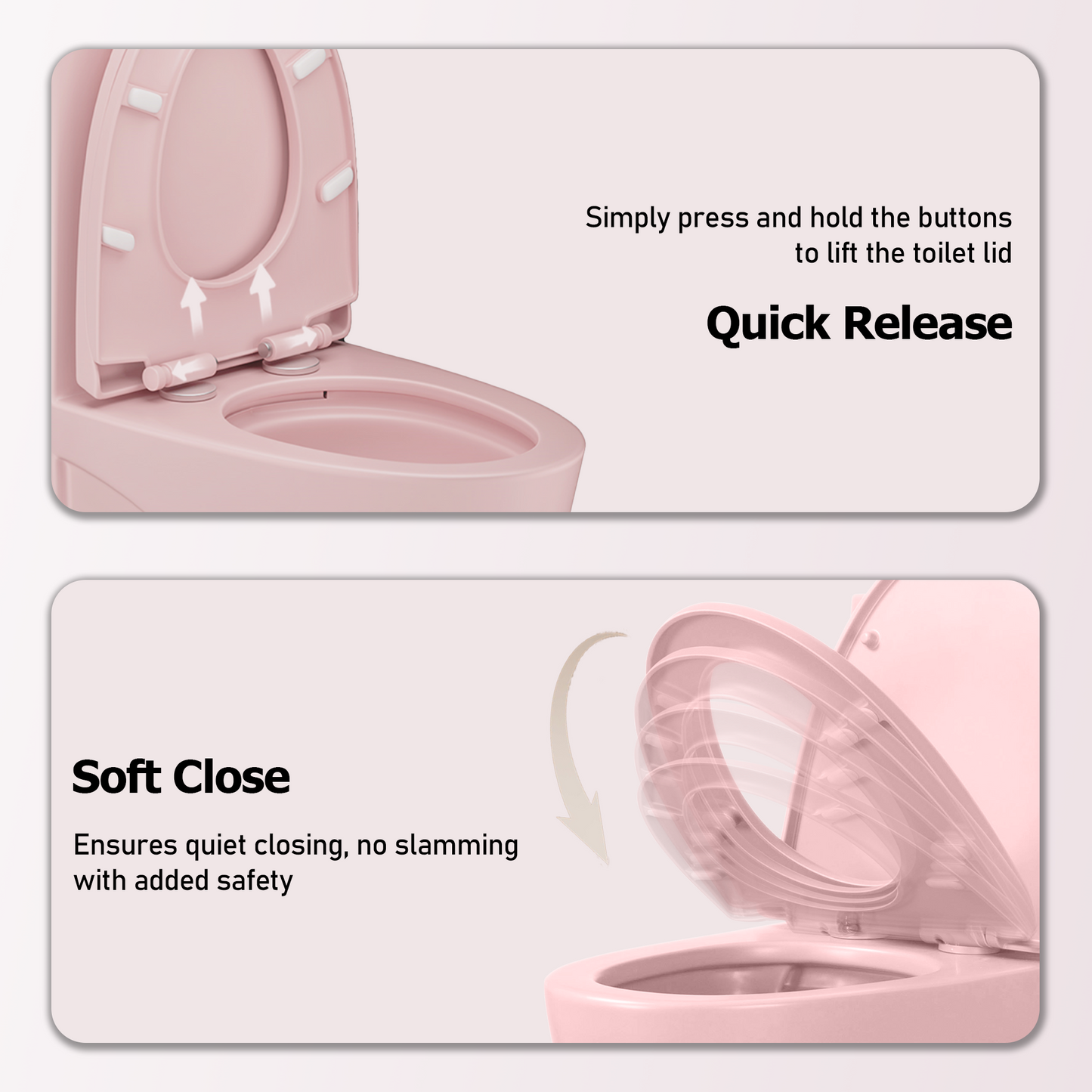 1.1/1.60 GPF Dual-Flush One Piece Toilet, Water-Saving Elongated Comfort Height Floor Mounted, Soft Close 1000 Gram Map Flushing Score Toilet, Rose GF-24T01-RS