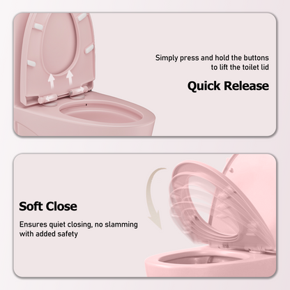 1.1/1.60 GPF Dual-Flush One Piece Toilet, Water-Saving Elongated Comfort Height Floor Mounted, Soft Close 1000 Gram Map Flushing Score Toilet, Rose GF-24T01-RS