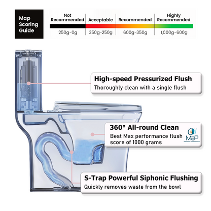 1.1/1.60 GPF Dual-Flush One Piece Toilet, Water-Saving Elongated Comfort Height Floor Mounted, Soft Closing Seat, 1000 Gram Map Flushing Score Toilet, Matte Black CM-24T02-MB