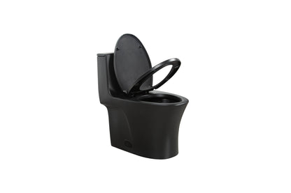 1.1/1.60 GPF Dual-Flush One Piece Toilet, Water-Saving Elongated Comfort Height Floor Mounted, Soft Closing Seat, 1000 Gram Map Flushing Score Toilet, Matte Black CM-24T02-MB