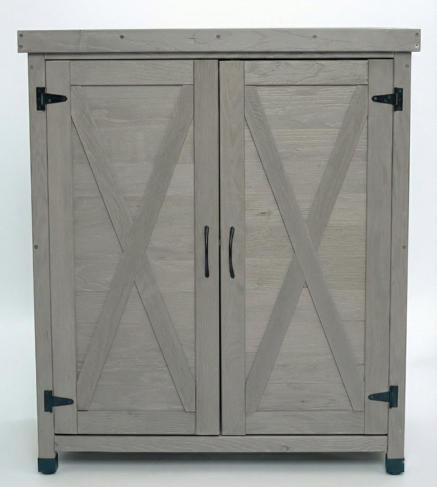 Potting Bench with Storage Cabinet and Metal Table Top for Outdoor Patio,Outdoor Work Station Table