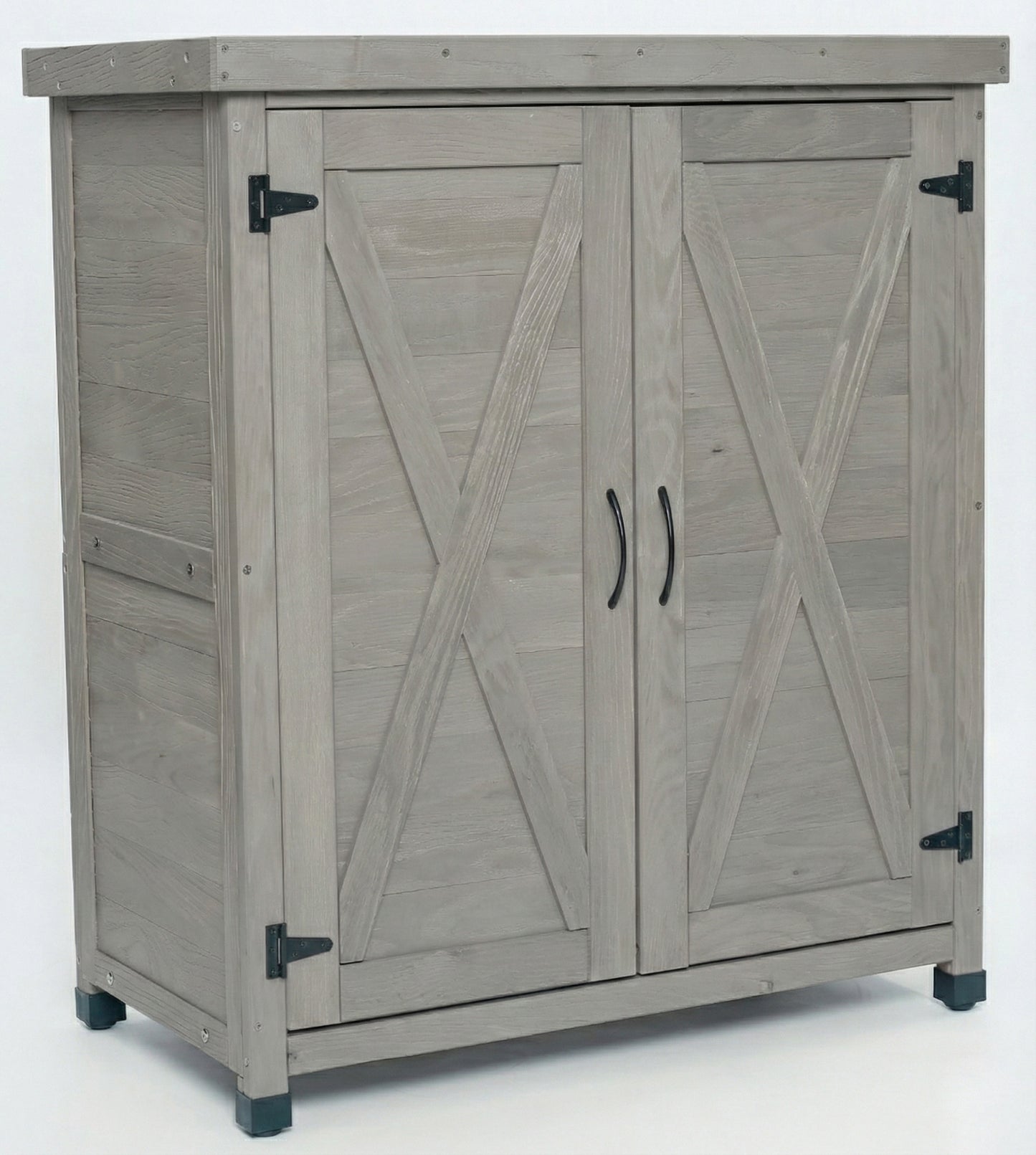 Potting Bench with Storage Cabinet and Metal Table Top for Outdoor Patio,Outdoor Work Station Table