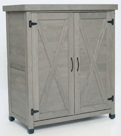 Potting Bench with Storage Cabinet and Metal Table Top for Outdoor Patio,Outdoor Work Station Table