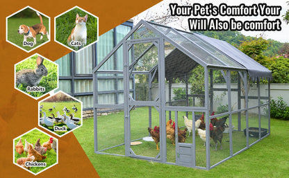 Outdoor Chicken Coop Enclosures 110" Large Kitten Playpen ,Upgrade Waterproof Cover-GREY
