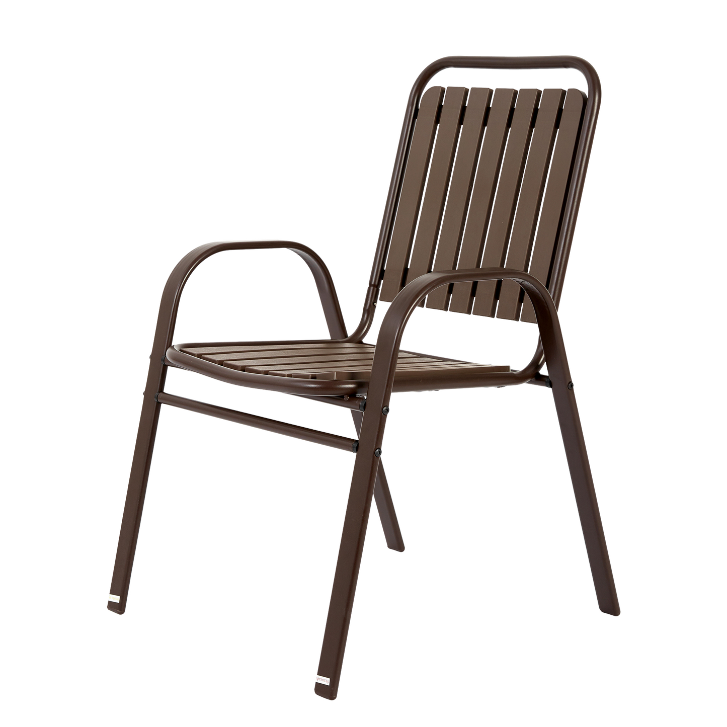 7 Pieces Patio Dining Set, Plastic chair and steel table Outdoor Set, plastic Chairs and Table Set for Garden Patio, Brown