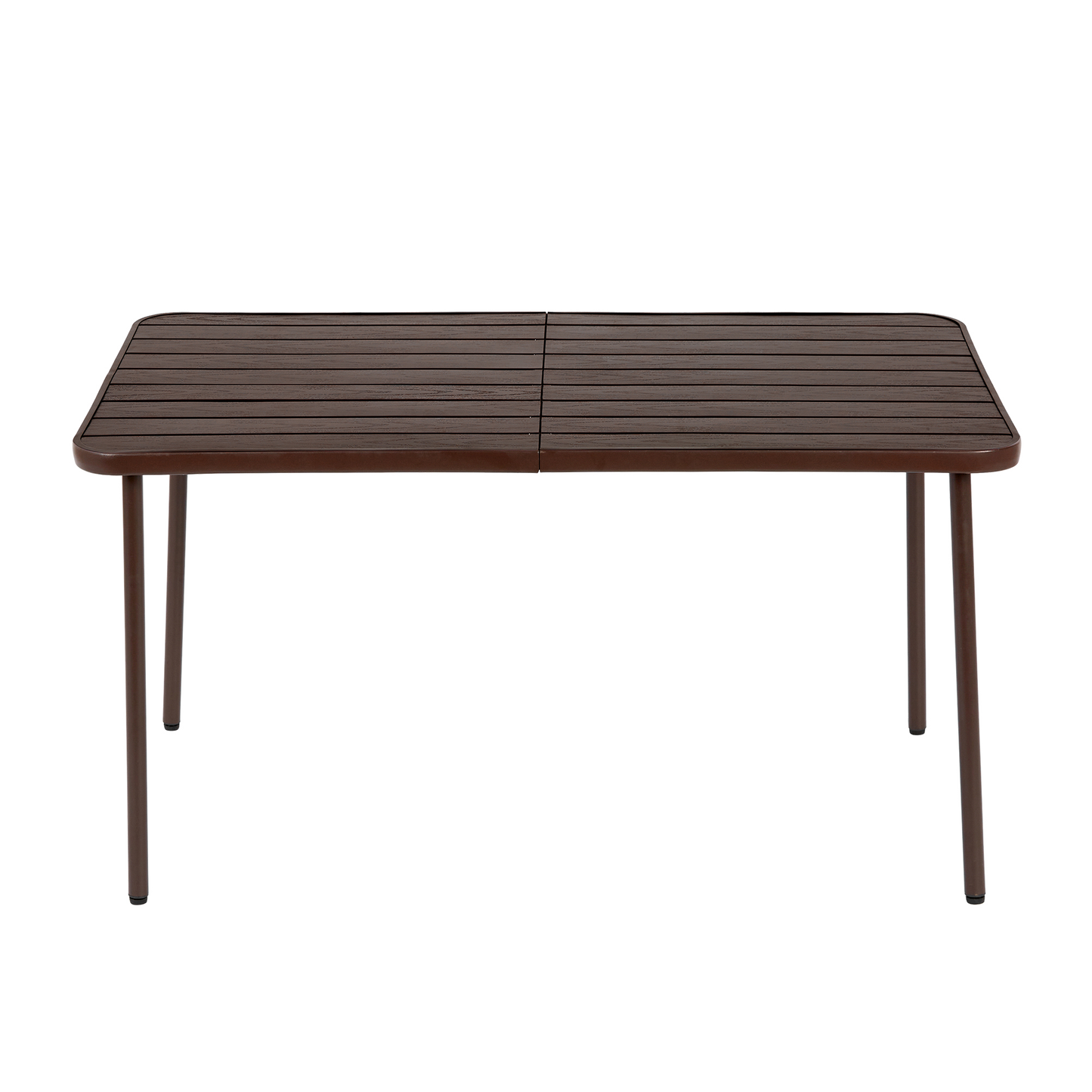 7 Pieces Patio Dining Set, Plastic chair and steel table Outdoor Set, plastic Chairs and Table Set for Garden Patio, Brown