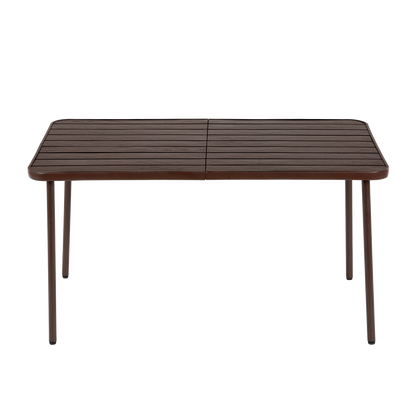 7 Pieces Patio Dining Set, Plastic chair and steel table Outdoor Set, plastic Chairs and Table Set for Garden Patio, Brown