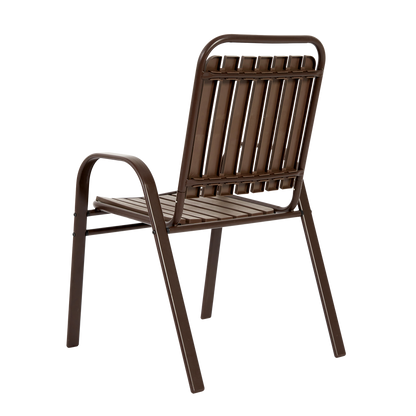 7 Pieces Patio Dining Set, Plastic chair and steel table Outdoor Set, plastic Chairs and Table Set for Garden Patio, Brown