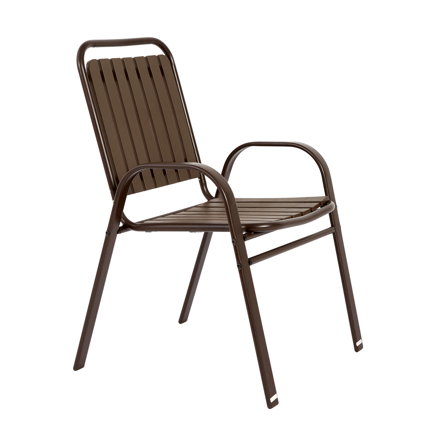 7 Pieces Patio Dining Set, Plastic chair and steel table Outdoor Set, plastic Chairs and Table Set for Garden Patio, Brown