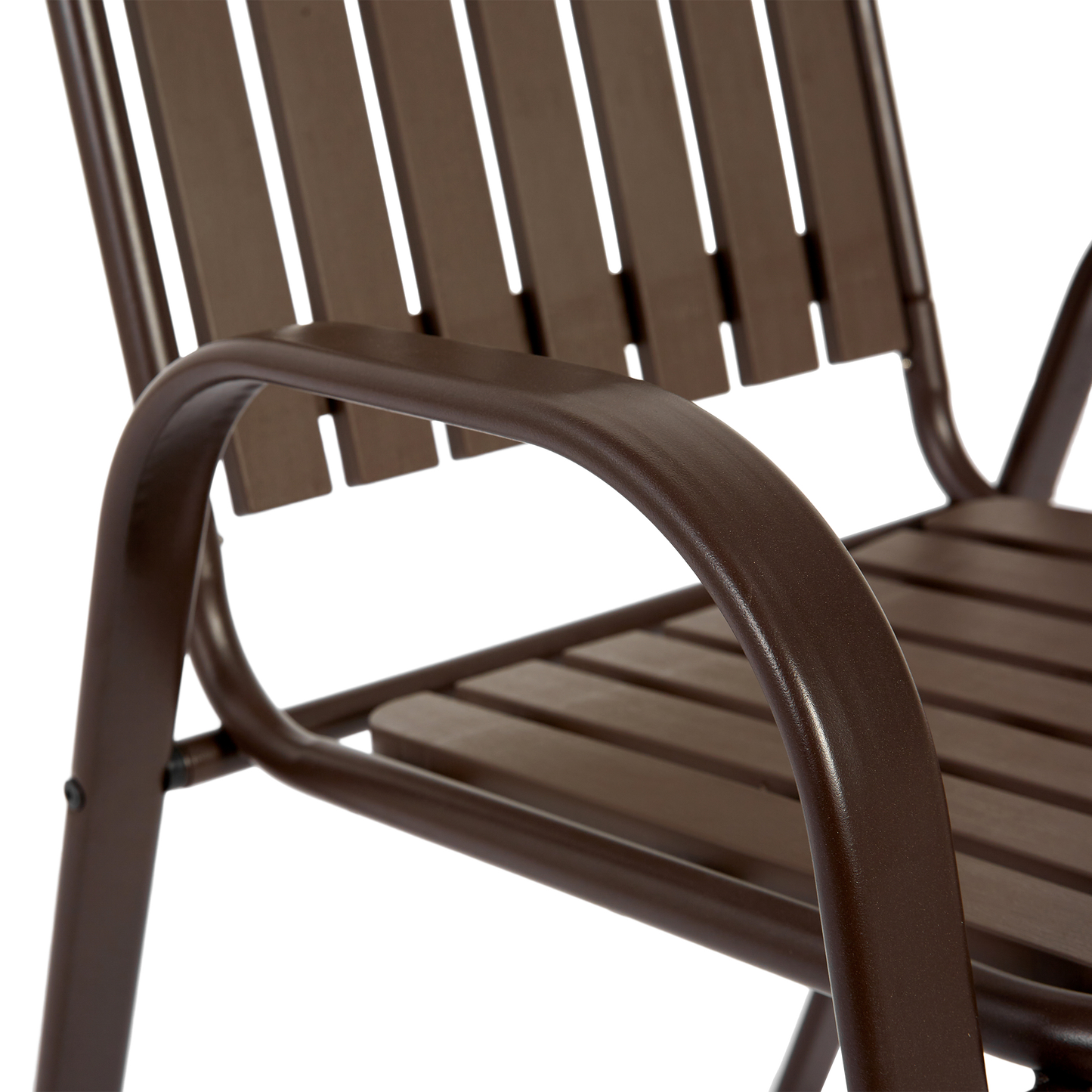 7 Pieces Patio Dining Set, Plastic chair and steel table Outdoor Set, plastic Chairs and Table Set for Garden Patio, Brown