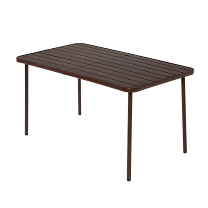 7 Pieces Patio Dining Set, Plastic chair and steel table Outdoor Set, plastic Chairs and Table Set for Garden Patio, Brown