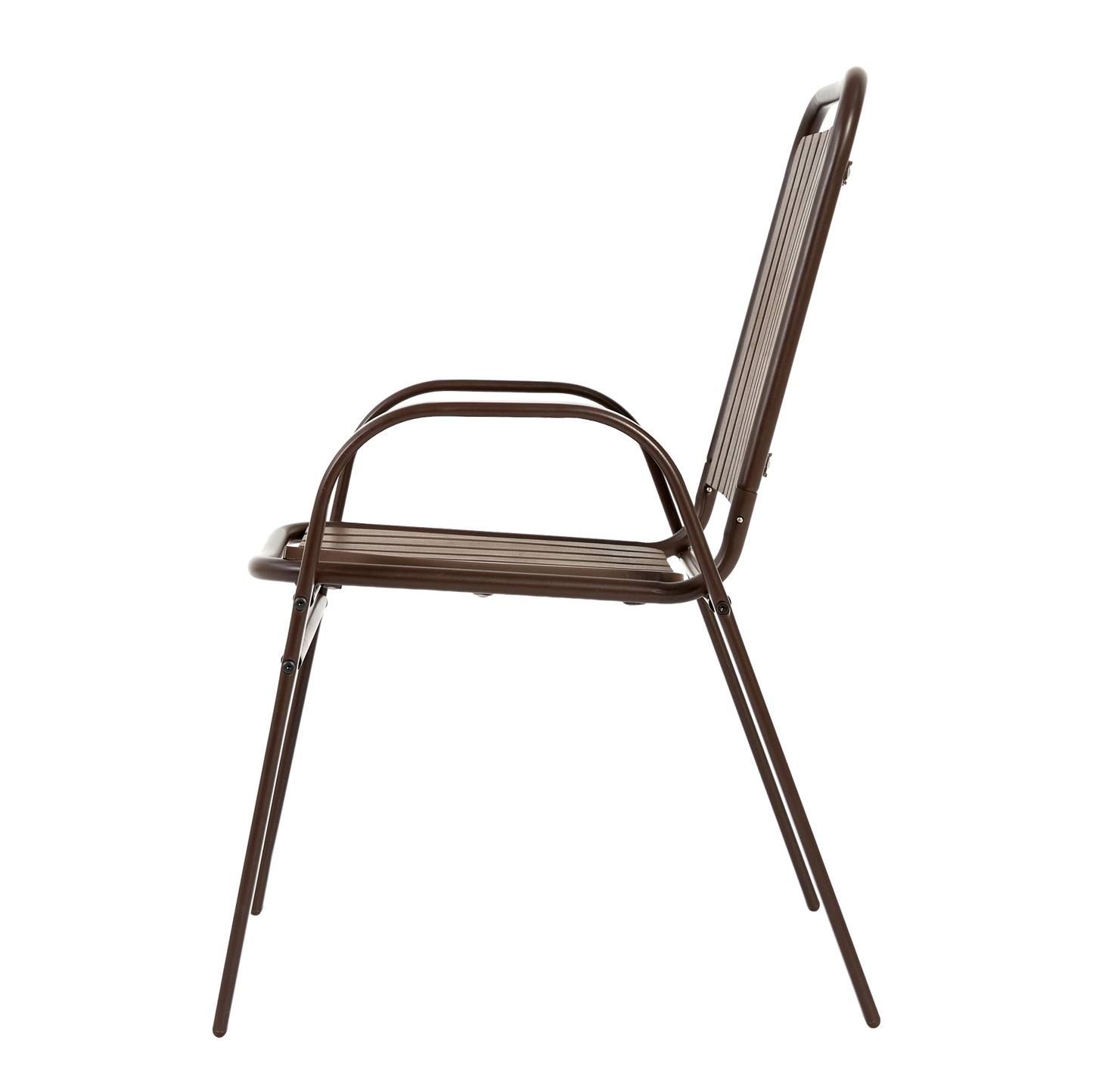7 Pieces Patio Dining Set, Plastic chair and steel table Outdoor Set, plastic Chairs and Table Set for Garden Patio, Brown