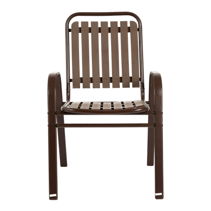7 Pieces Patio Dining Set, Plastic chair and steel table Outdoor Set, plastic Chairs and Table Set for Garden Patio, Brown