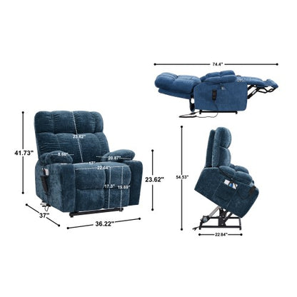 Liyasi Dual OKIN Motor Power Lift Recliner Chair for Elderly Infinite Position Lay Flat 180° Recliner with Heat Massage