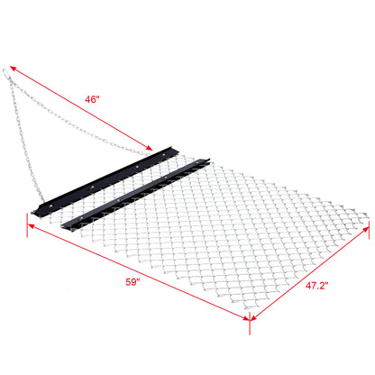 ATV Drag Harrow 4'x5', Chain Harrow for Landscape Leveling or Sod Prepping, Durable UTV Tractor Attachment Seed Harrow for Gravel Driveway, Field, Yard, Farm, Garden Black