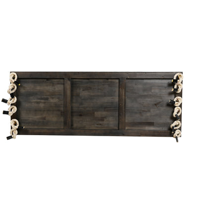 TOPMAX Patio Wooden Swing Chair, Hanging Porch Swing Bench with Cushion&Pillows, 10.8Ft Hemp Ropes for Garden,Backyard, Lawn,Brown