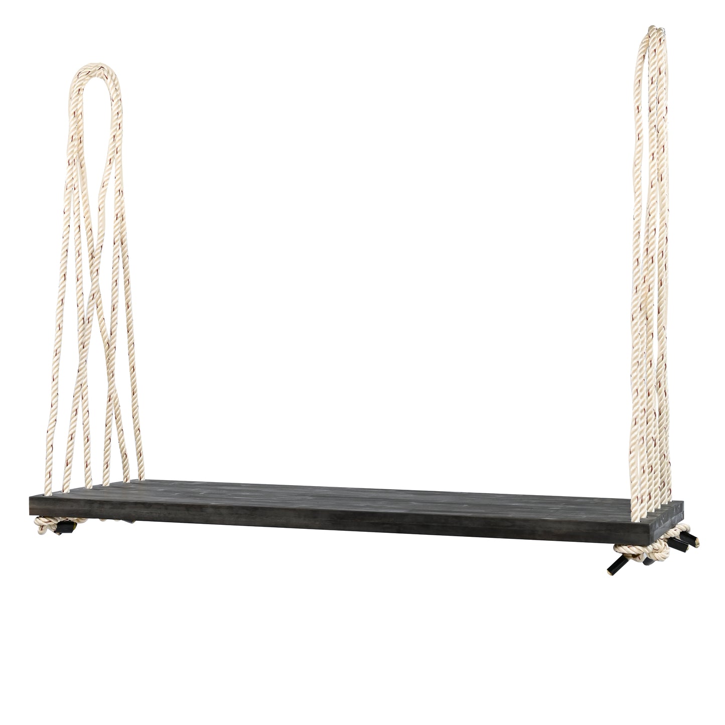 TOPMAX Patio Wooden Swing Chair, Hanging Porch Swing Bench with Cushion&Pillows, 10.8Ft Hemp Ropes for Garden,Backyard, Lawn,Brown