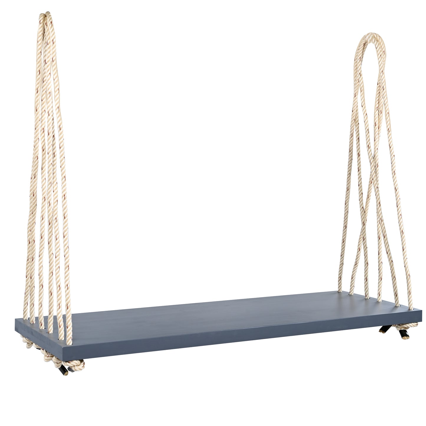 TOPMAX Patio Wooden Swing Chair, Hanging Porch Swing Bench with Cushion&Pillows, 10.8Ft Hemp Ropes for Garden,Backyard, Lawn,Gray