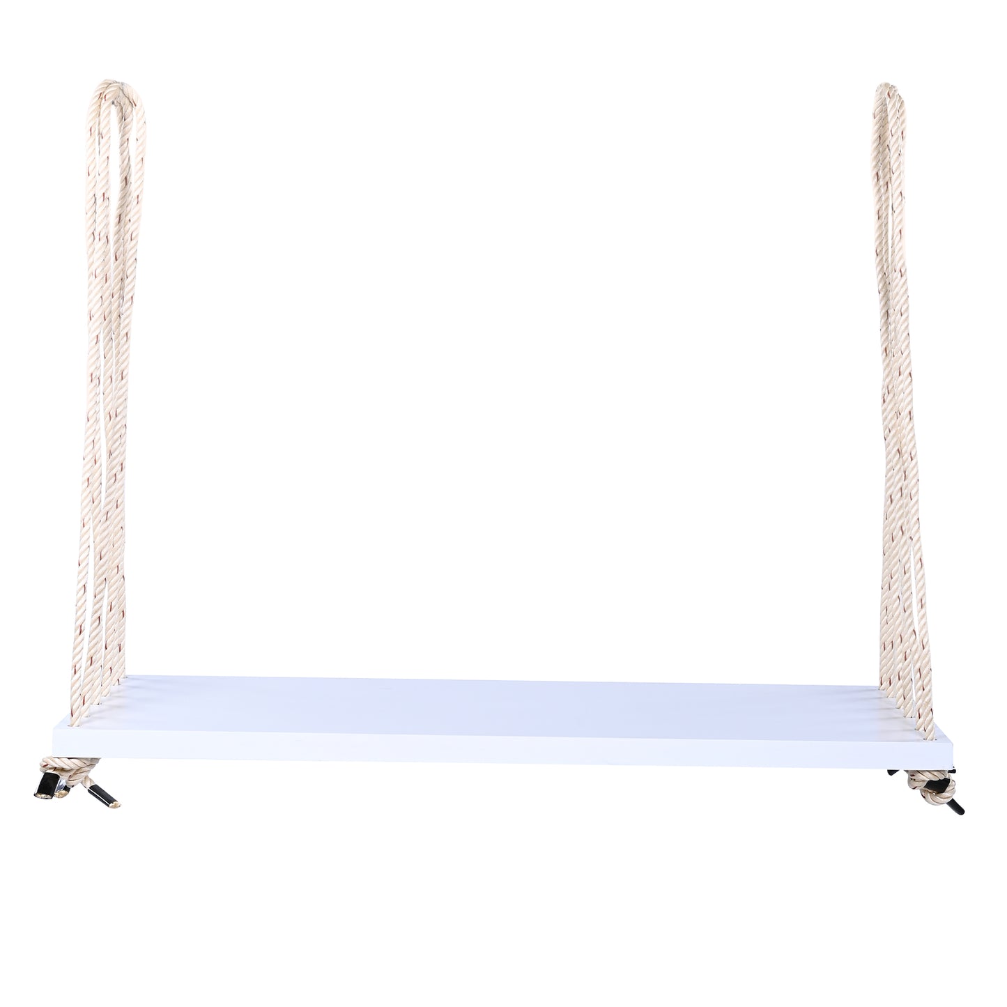 TOPMAX Patio Wooden Swing Chair, Hanging Porch Swing Bench with Cushion&Pillows, 10.8Ft Hemp Ropes for Garden,Backyard, Lawn,White