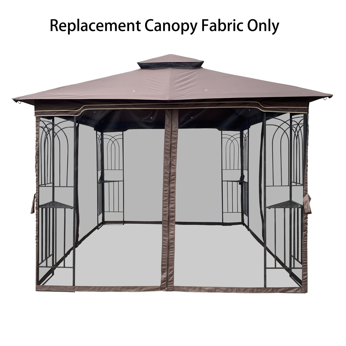 10x10 Ft Patio Double Roof Gazebo Replacement Canopy Top Fabric,Brown