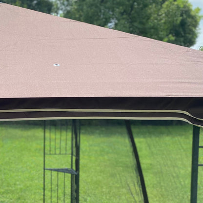 10x10 Ft Patio Double Roof Gazebo Replacement Canopy Top Fabric,Brown