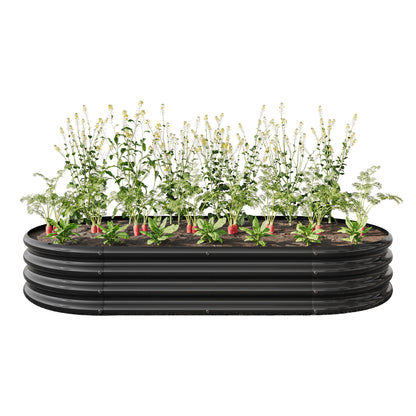 Raised Garden Bed Outdoor, Oval Large Metal Raised Planter Bed for for Plants, Vegetables, and Flowers - Black