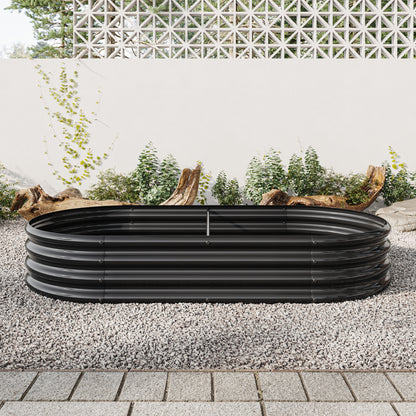 Raised Garden Bed Outdoor, Oval Large Metal Raised Planter Bed for for Plants, Vegetables, and Flowers - Black