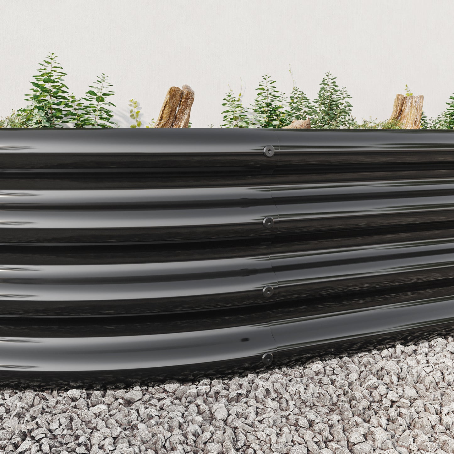 Raised Garden Bed Outdoor, Oval Large Metal Raised Planter Bed for for Plants, Vegetables, and Flowers - Black