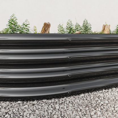 Raised Garden Bed Outdoor, Oval Large Metal Raised Planter Bed for for Plants, Vegetables, and Flowers - Black