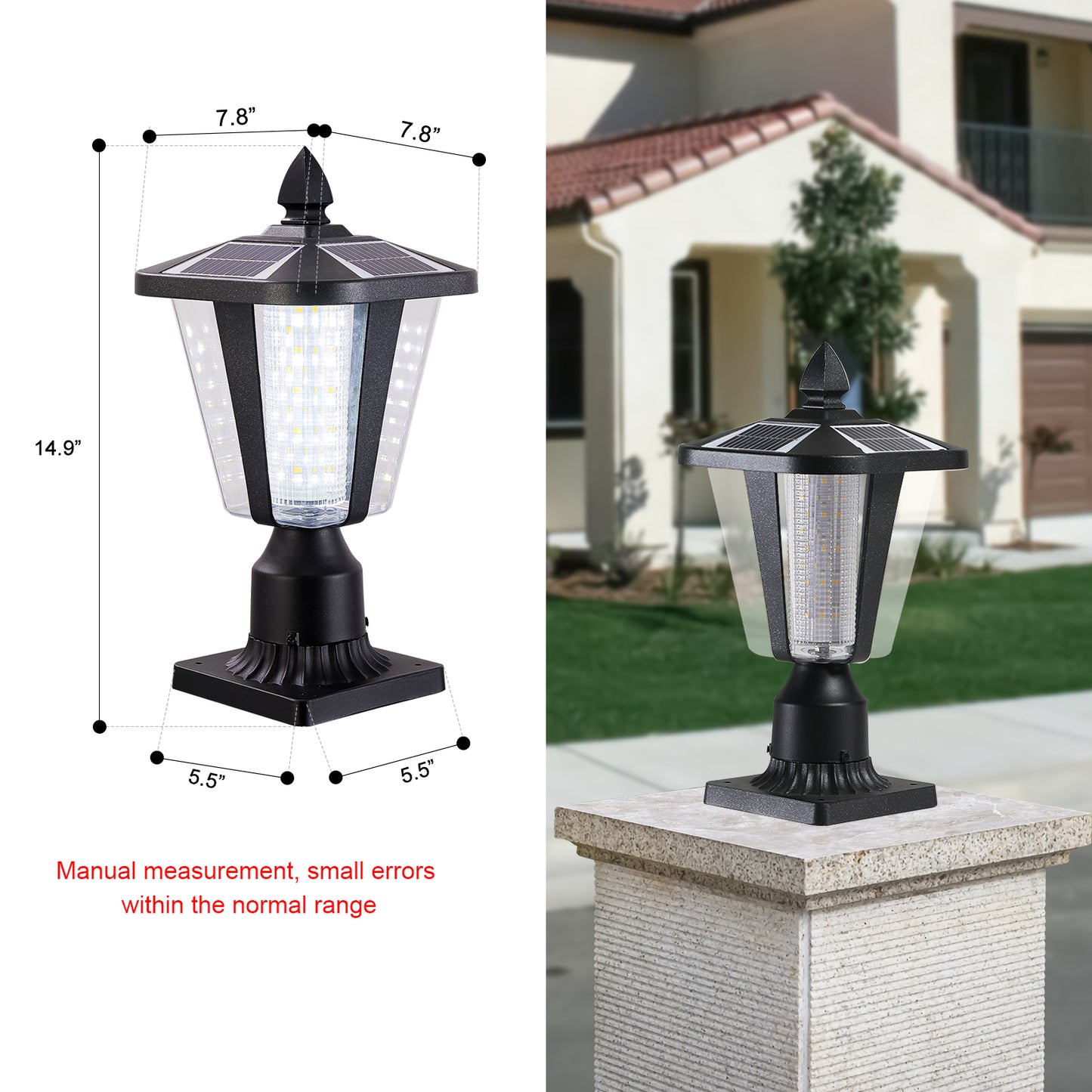 Solar Column Headlights With Dimmable LED1pack